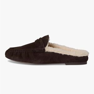 Steve Madden Dark Brown Suede Shearling-Lined Mule